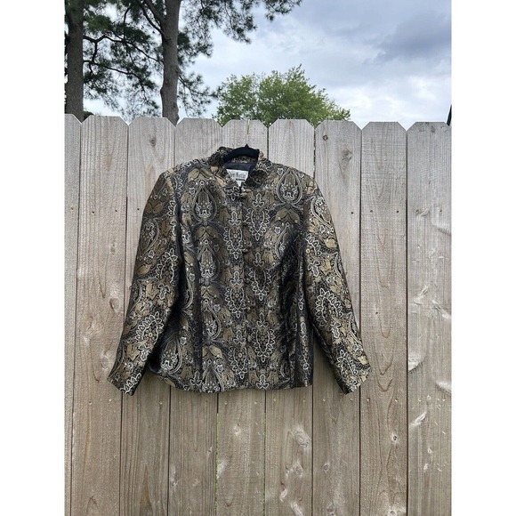 Vintage Sheri Martin Jacket Top Size 16W Black Gold Silver Buttons Whimsygoth - Picture 3 of 11